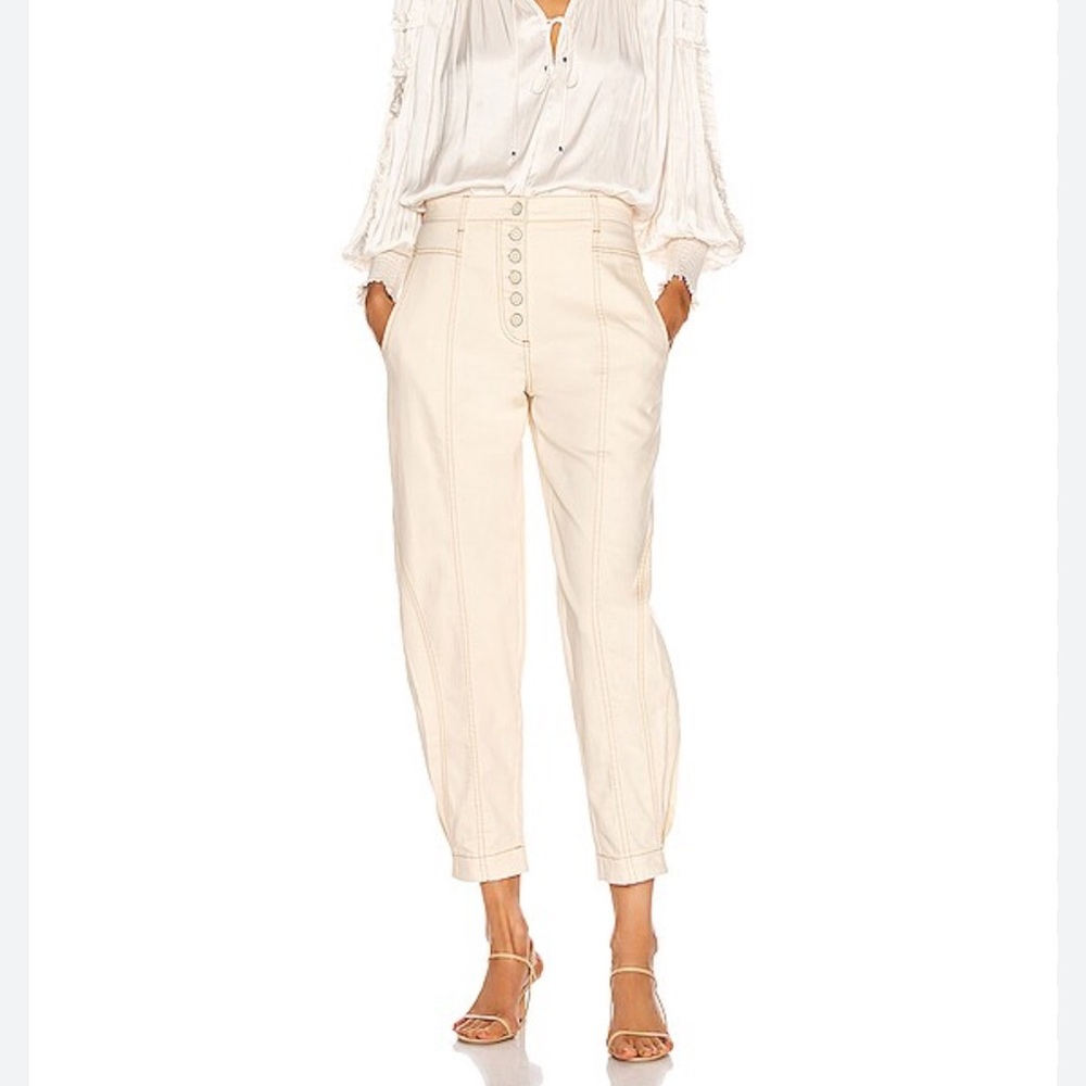 Ulla Johnson High-Waist Button-Front Cream Ellis Jean  size 2